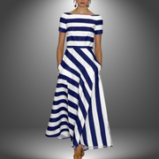 Sandra – Handgefertigtes Maxikleid mit Streifen