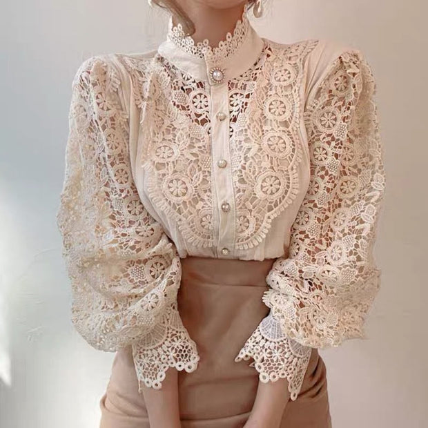 Joyce™ Damski top w stylu vintage z koronką i łączeniem
