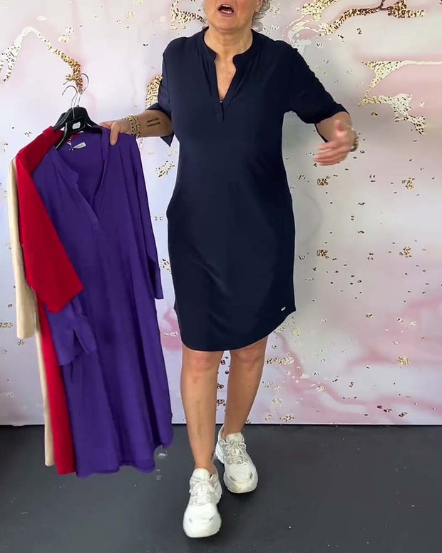 MIRAVO | Schlichtes V-Ausschnitt Kleid