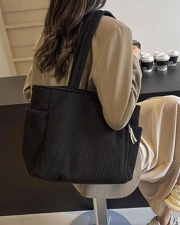 Tilda | Torba prążkowana z detalami ze sznurka