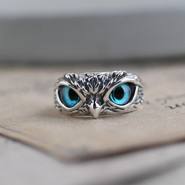 Lucky Owl Regulowany Pierścionek w Kolorze Srebrnym i Opalowym