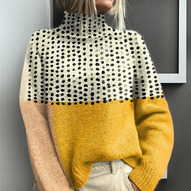 Lenka™ Radosny kolorowy sweter z golfem